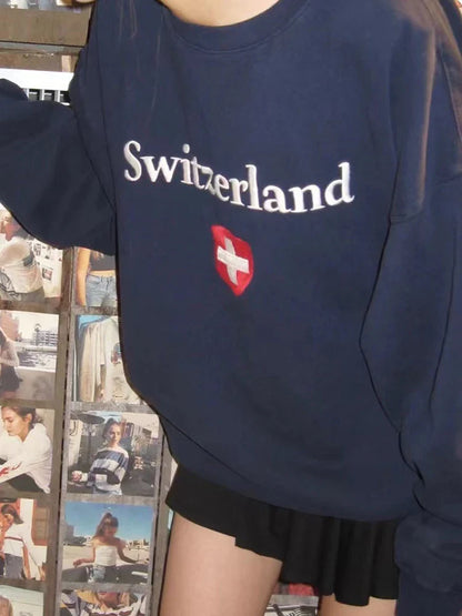 Blue Elegant Switzerland Sweatshirt