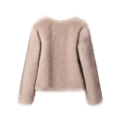 Cropped Faux Stylish Fur Coat