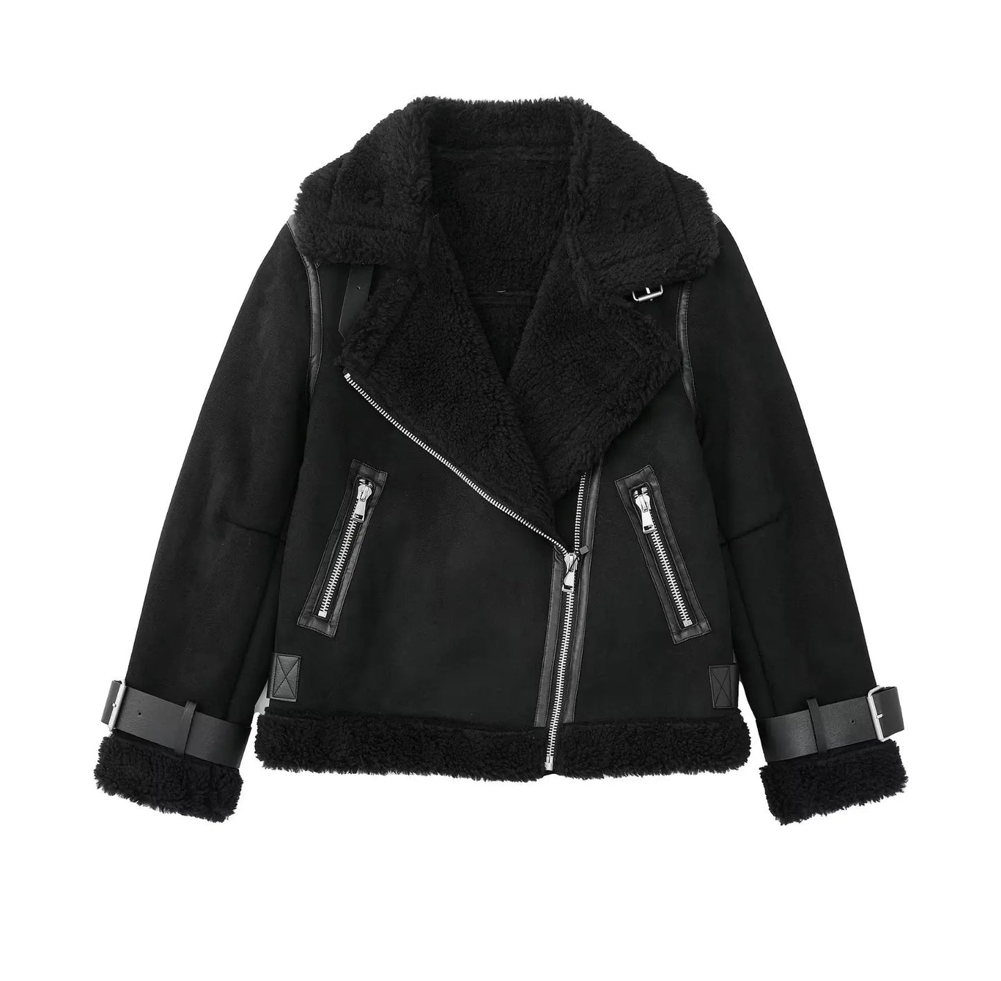 Faux Fur Stylish Double-sided Zipper Jacket