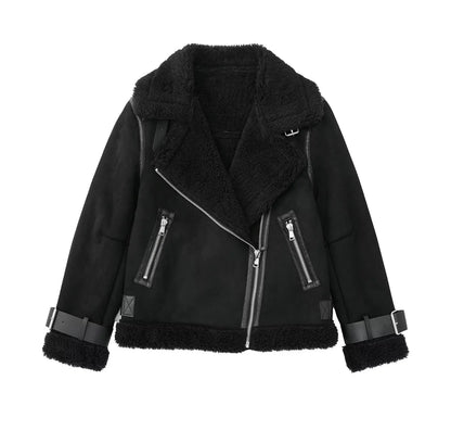 Faux Fur Stylish Double-sided Zipper Jacket