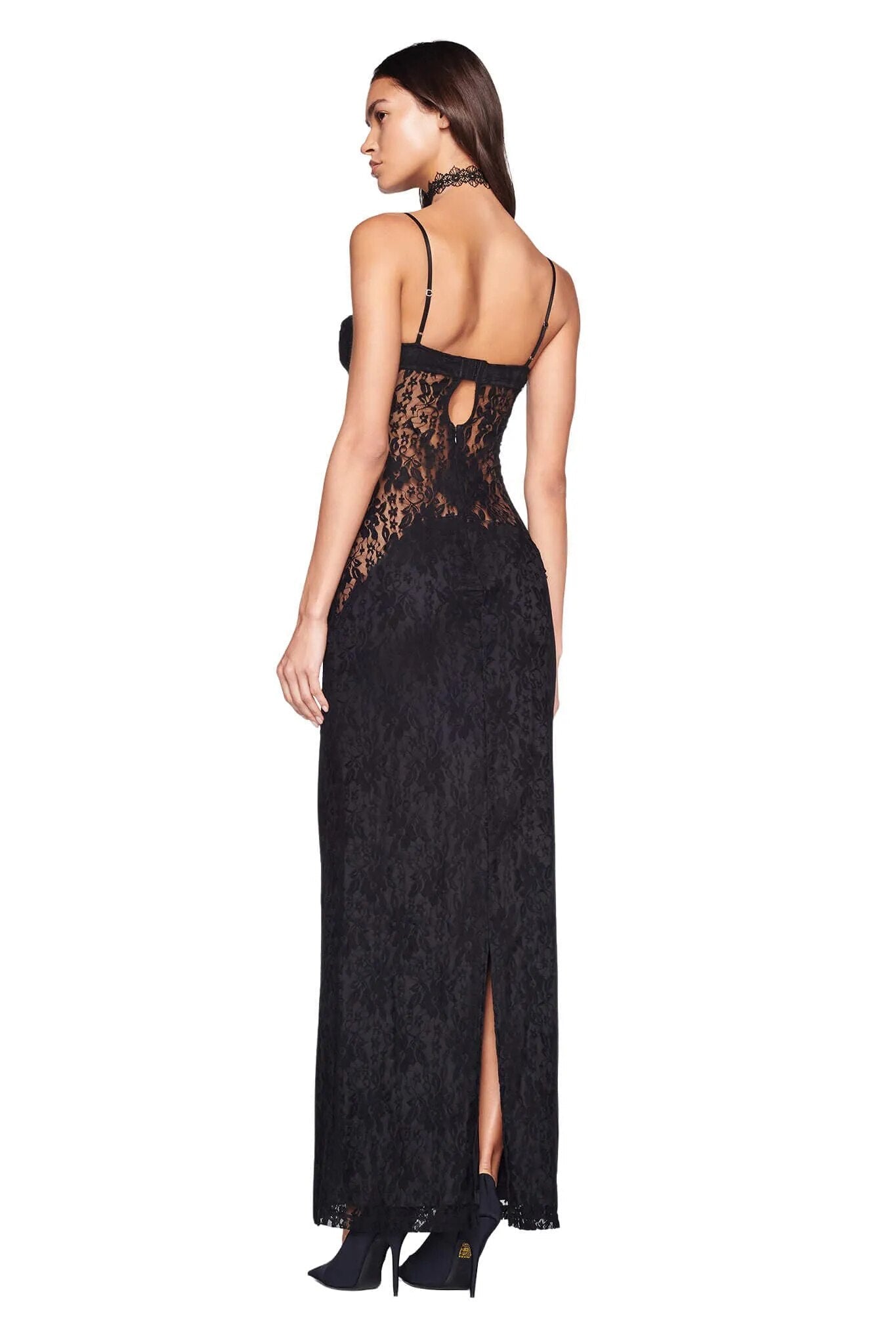 Black Lace Patchwork Charming Strappy Maxi Dress