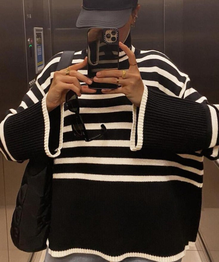 Stripe Elegant Lose Sweater