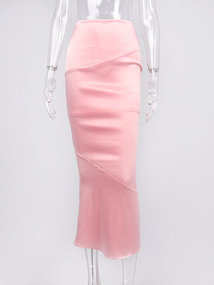 Satin Long Stylish Midi Skirt