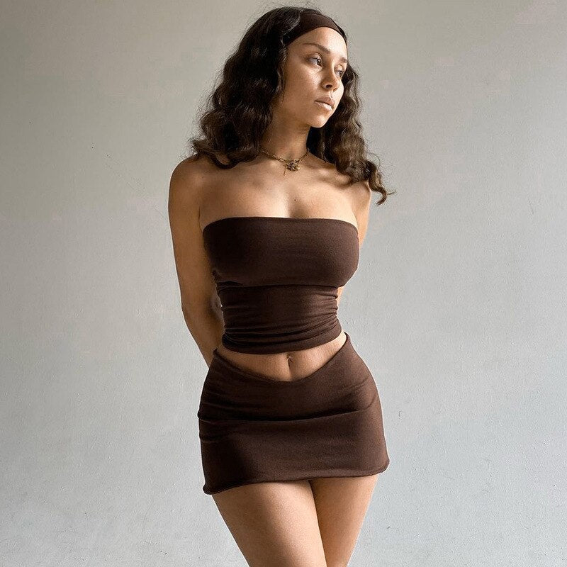 Tube Top And Charming Bodycon Mini Skirt Set