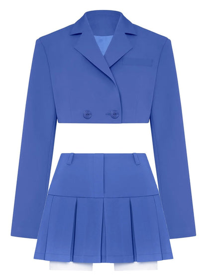 Cropped Blazer And Pleated Mini Skirt Set Free From Label