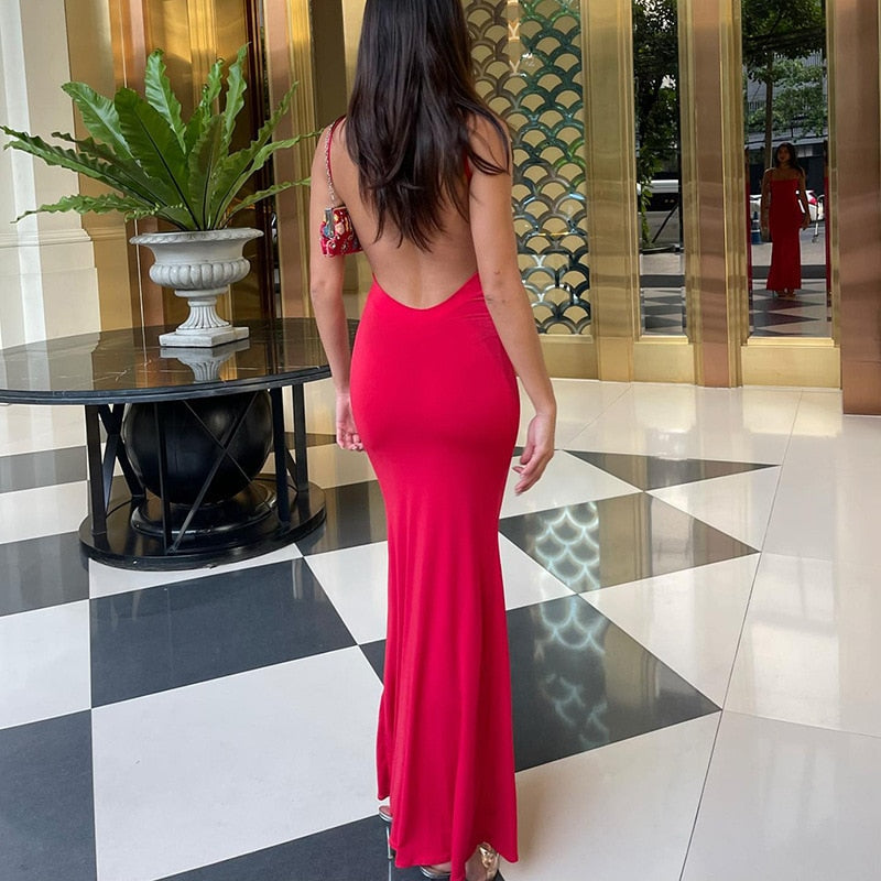 Strappy Backless Stylish Bodycon Maxi Dress