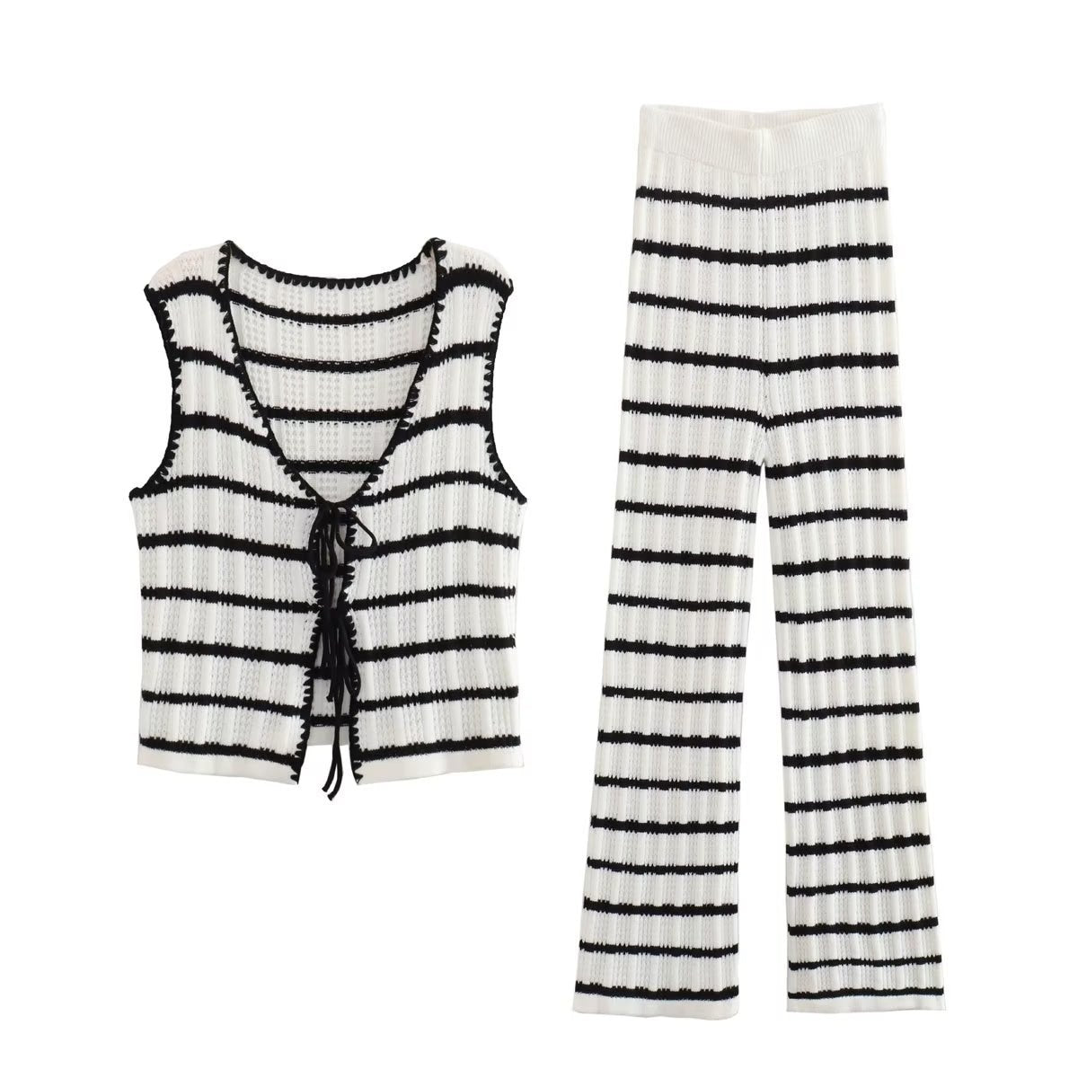 Stripe Knitted Vest Top And Pants Set - Free From Label