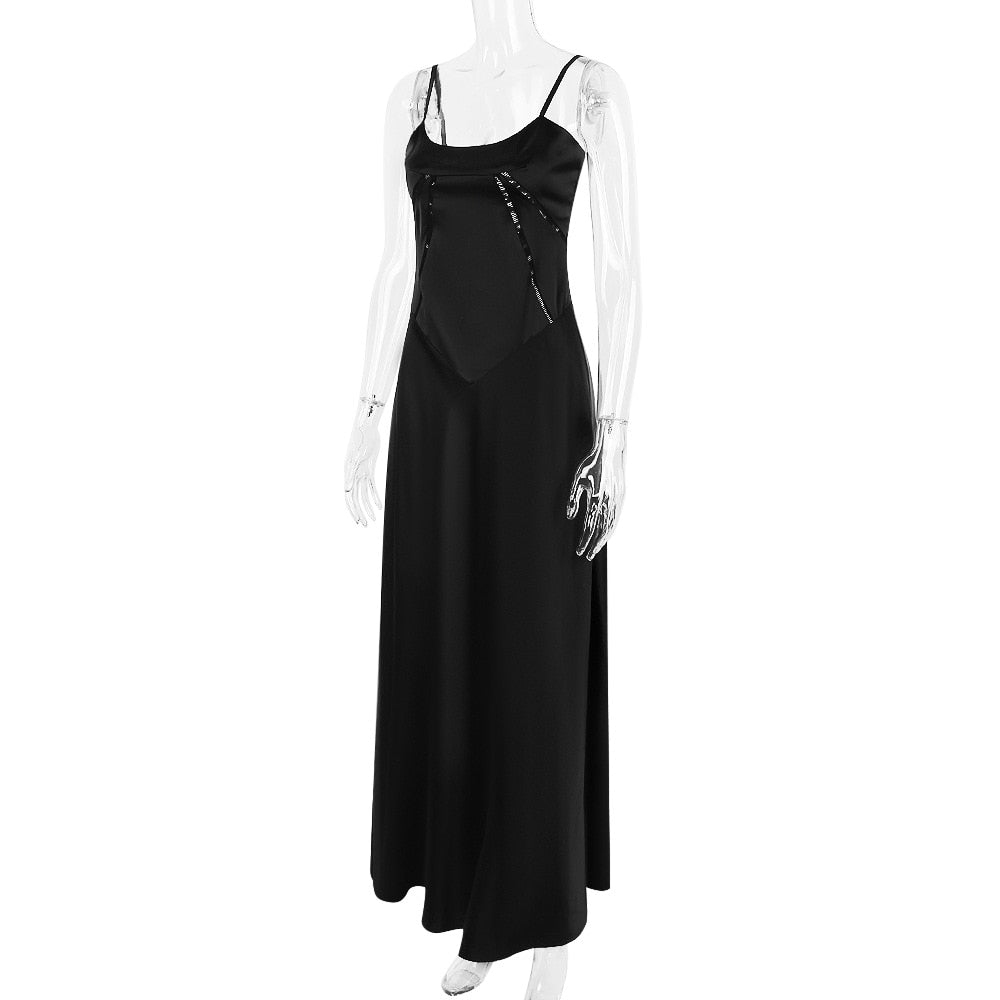 Satin Back Stylish Tie-Up Maxi Dress