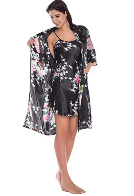 Fashion Women's Summer Mini Kimono Robe Lady Rayon Bath Gown Yukata Nightgown Sleepwear Sleepshirts Pijama Mujer Size M-XL