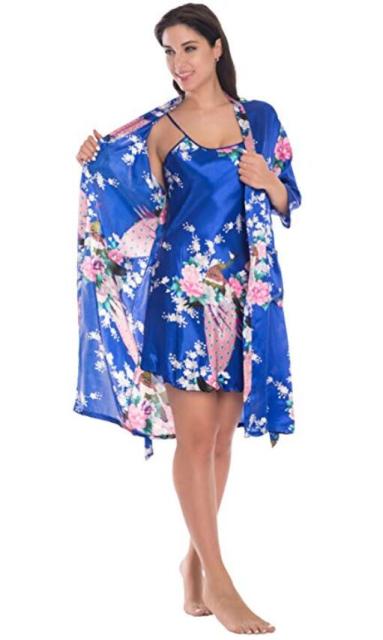 Fashion Women's Summer Mini Kimono Robe Lady Rayon Bath Gown Yukata Nightgown Sleepwear Sleepshirts Pijama Mujer Size M-XL