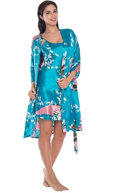 Fashion Women's Summer Mini Kimono Robe Lady Rayon Bath Gown Yukata Nightgown Sleepwear Sleepshirts Pijama Mujer Size M-XL