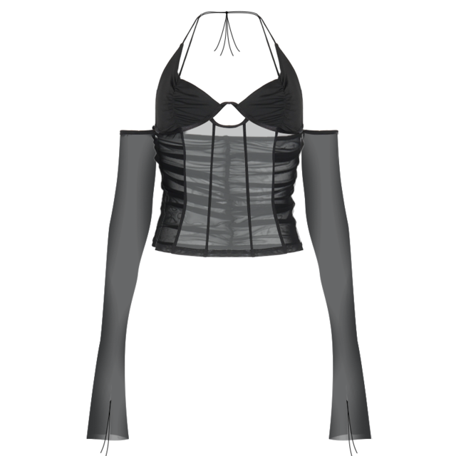 Black Mesh Top With Glove Free From Label