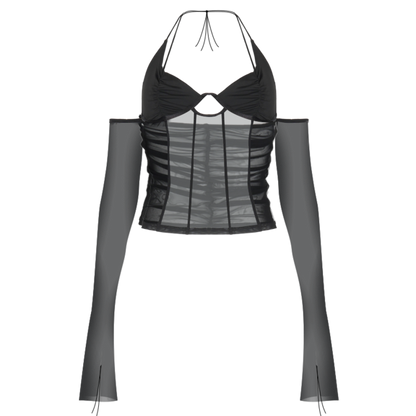 Black Mesh Top With Glove Free From Label