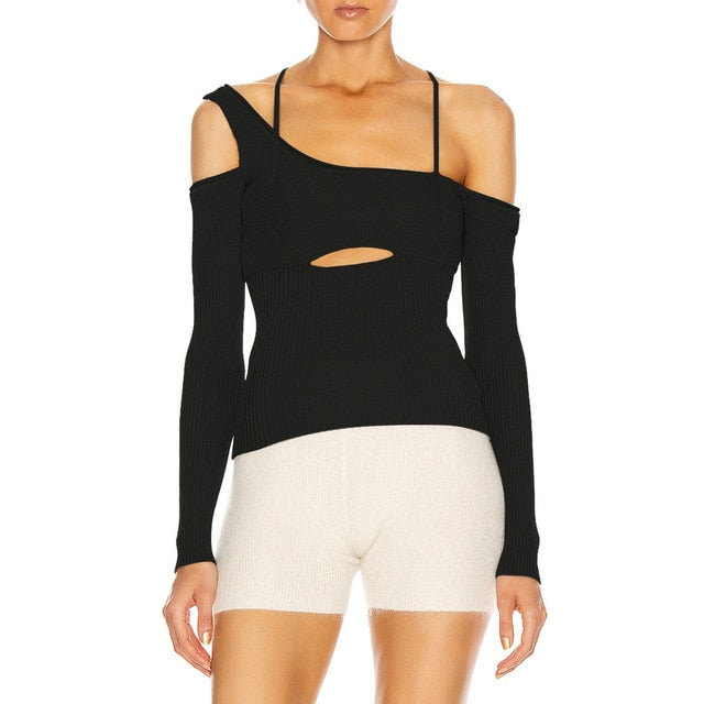 Knit Offshoulder Long Sleeve Top Free From Label