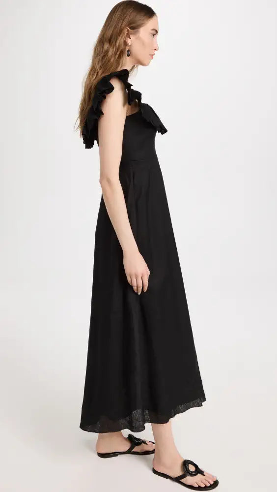 Cira Ruffle Stylish Neck Long Dress